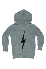 KIDS BOLT PRINT ZIP HOODIE - HEATHER GREY