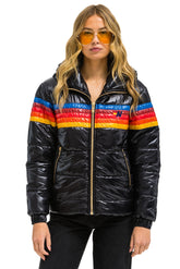 5 STRIPE TREKKER JACKET - GLOSSY BLACK