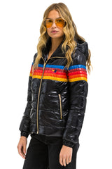 5 STRIPE TREKKER JACKET - GLOSSY BLACK