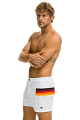 MEN'S HORIZONTAL 5 STRIPE FLEX SHORTS - WHITE