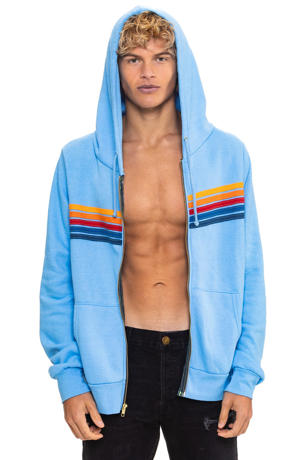 5 STRIPE HOODIE - SKY