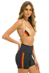 5 STRIPE RAINBOW 4 INCH HI-RISE BIKER SHORT - CHARCOAL