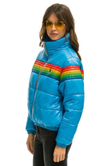 6 STRIPE LUXE APRES PUFFER JACKET - GLOSSY OCEAN
