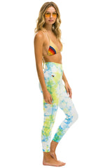 HAND DYED CROPPED HI-RISE LEGGINGS - TIE DYE NEON YELLOW