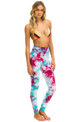 HAND DYED FULL LENGTH HI-RISE LEGGINGS - TIE DYE TURQUOISE