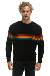 RAINBOW STRIPE 6 UNISEX CASHMERE SWEATER - BLACK