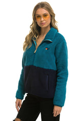 TEDDY UNISEX HALF ZIP COLOR BLOCK JACKET - CAPRI