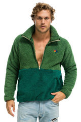 TEDDY UNISEX HALF ZIP COLOR BLOCK JACKET - GARDEN GREEN