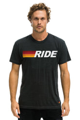 RIDE LOGO WHITE TEE - CHARCOAL
