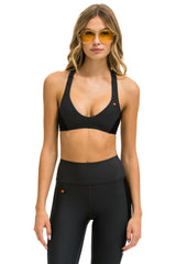 COLOR BLOCK BRALETTE SPORTS BRA - TITANIUM