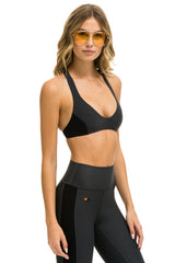 COLOR BLOCK BRALETTE SPORTS BRA - TITANIUM