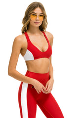 COLOR BLOCK BRALETTE SPORTS BRA - CHERRY