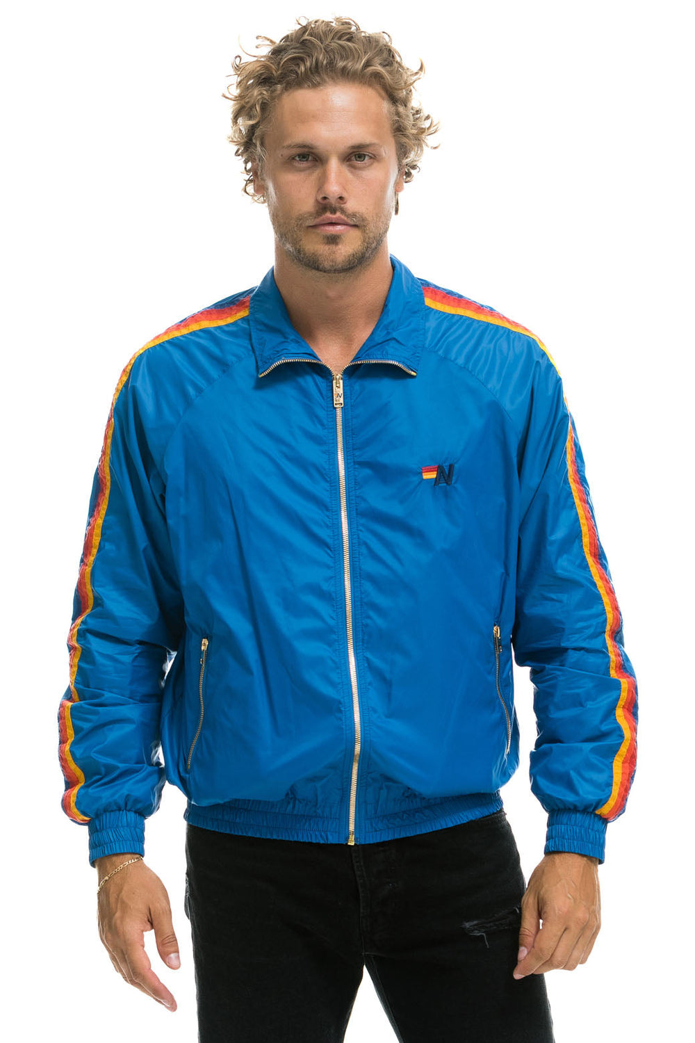 MEN'S 4 STRIPE WINDBREAKER - SNORKEL BLUE