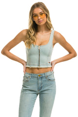 DENIM TOP ZIP FRONT BUSTIER - VINTAGE