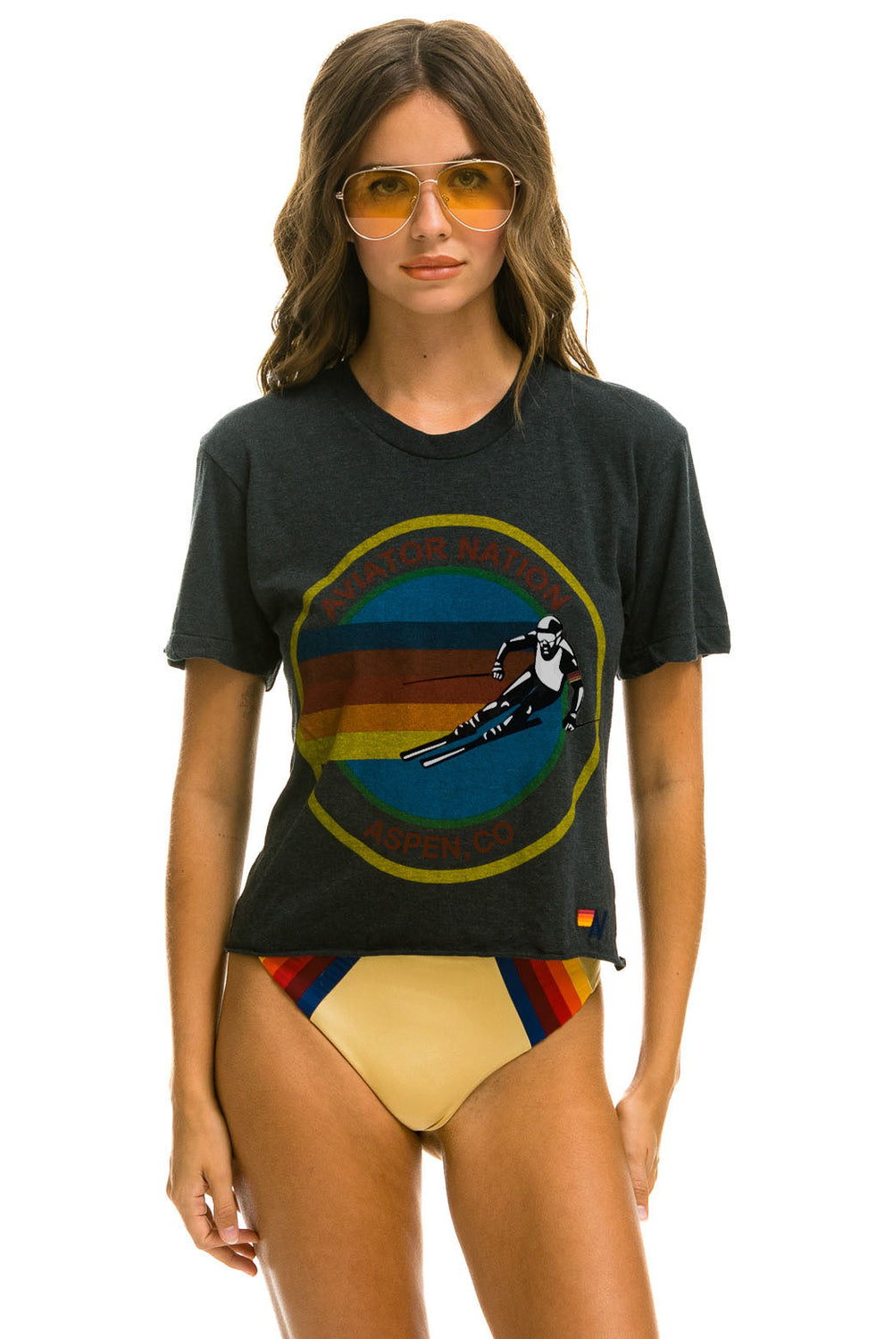 SIGNATURE ASPEN BOYFRIEND TEE - CHARCOAL