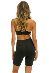 5 STRIPE RAINBOW 8 IN INSEAM HI-RISE BIKER SHORT - CHARCOAL