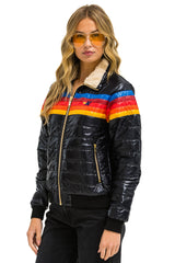 5 STRIPE JACKET - GLOSSY BLACK