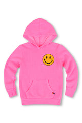 KID'S SMILEY 2 PULLOVER HOODIE - NEON PINK