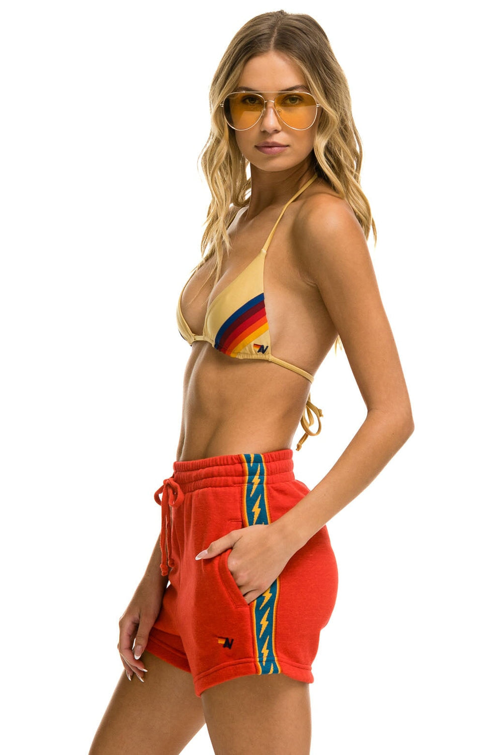 BOLT STRIPE LOUNGER SHORT - RED