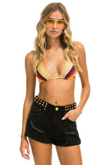 MID RISE STUDDED ROCKER BOLT WOMENS JEAN SHORT - VINTAGE BLACK