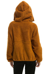 TEDDY UNISEX HOODED HALF ZIP JACKET - WHISKEY