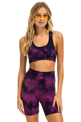 HAND DYED 6 INCH HI-RISE BIKER SHORT - TIE DYE CRYSTAL ROSE