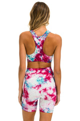 HAND DYED 6 INCH HI-RISE BIKER SHORT - TIE DYE TURQUOISE