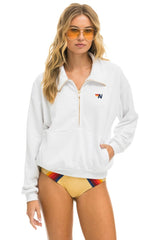 LOGO EMBROIDERY HALF ZIP SWEATSHIRT - WHITE