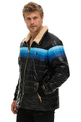 4 STRIPE JACKET - GLOSSY BLACK // BLUE