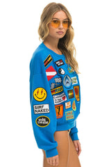 VINTAGE PATCH RELAXED CREW SWEATSHIRT - OCEAN