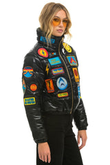 VINTAGE PATCH APRES PUFFER JACKET - BLACK GLOSSY