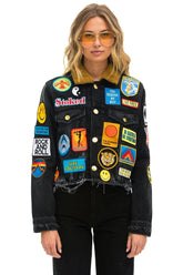 VINTAGE PATCH UNISEX DENIM JACKET - VINTAGE BLACK