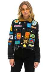 VINTAGE PATCH UNISEX DENIM JACKET - VINTAGE BLACK