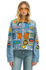 VINTAGE PATCH CROP DENIM JACKET - SUPER LIGHT
