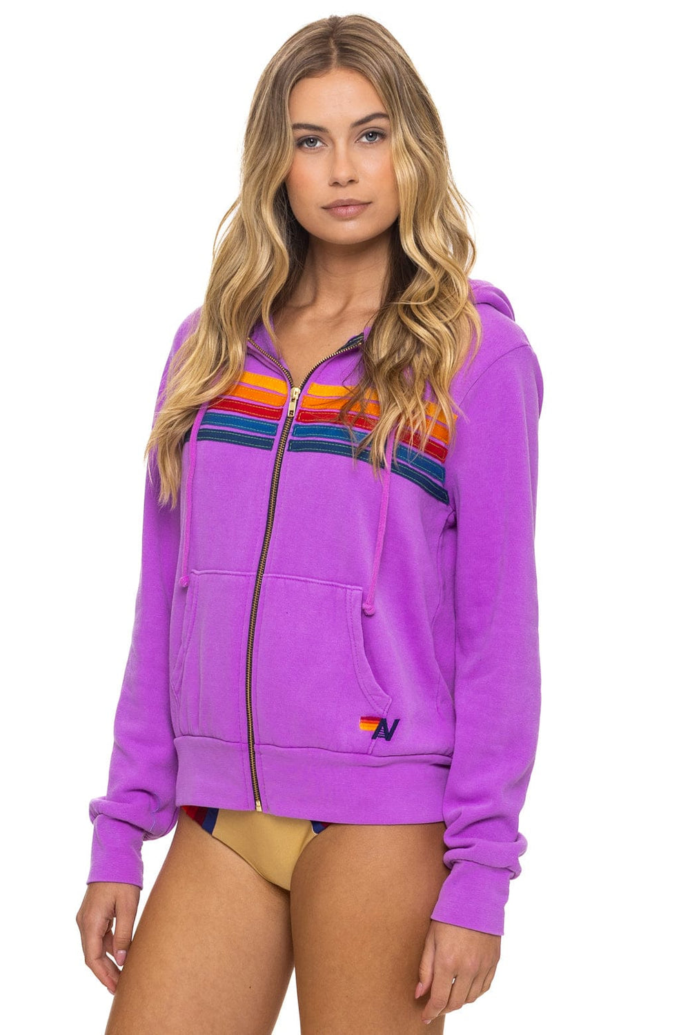 5 STRIPE HOODIE - NEON PURPLE