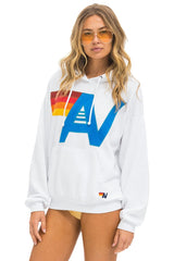LOGO STITCH PULLOVER RELAXED HOODIE - WHITE