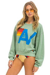 LOGO STITCH RELAXED CREW SWEATSHIRT - SAGE