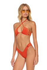 SPARKLE ST TROPEZ BANDEAU HALTER BIKINI TOP - HOT CORAL