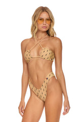 SPARKLE ST TROPEZ BANDEAU HALTER BIKINI TOP - BLACK BOLT REPEAT