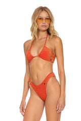 SPARKLE GYPSY RING HI-CUT FULL COVERAGE BIKINI BOTTOMS - HOT CORAL