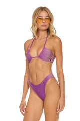 SPARKLE GYPSY RING HI-CUT FULL COVERAGE BIKINI BOTTOMS - GRAPE