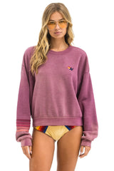 RUGBY STITCH RELAXED CREW SWEATSHIRT - FADED BERRY