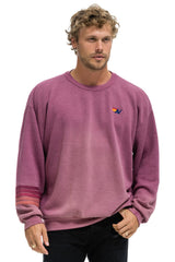 RUGBY STITCH RELAXED CREW SWEATSHIRT - FADED BERRY