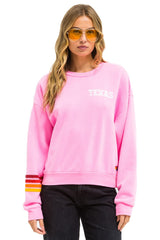 UNIVERSITY OF TEXAS RUGBY STITCH CREW SWEATSHIRT RELAXED - NEON PINK