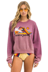 SURF RACER RELAXED CREW SWEATSHIRT - FADED BERRY