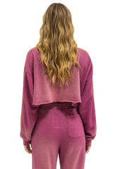 CLASSIC STRIPE CROPPED CREW SWEATSHIRT RELAXED - FADED BERRY