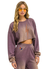 BOLT STITCH CROPPED CREW SWEATSHIRT RELAXED - FADED MOCHA