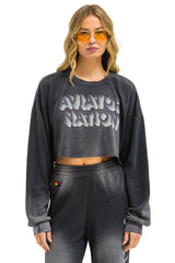 AN 3D CROPPED CREW SWEATSHIRT RELAXED - FADED SMOKE