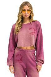 VENICE SURFER CROPPED CREW SWEATSHIRT RELAXED - FADED BERRY