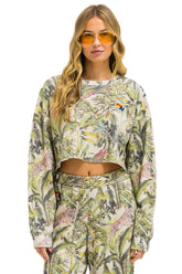JUNGLE CROPPED CREW SWEATSHIRT RELAXED - SAND